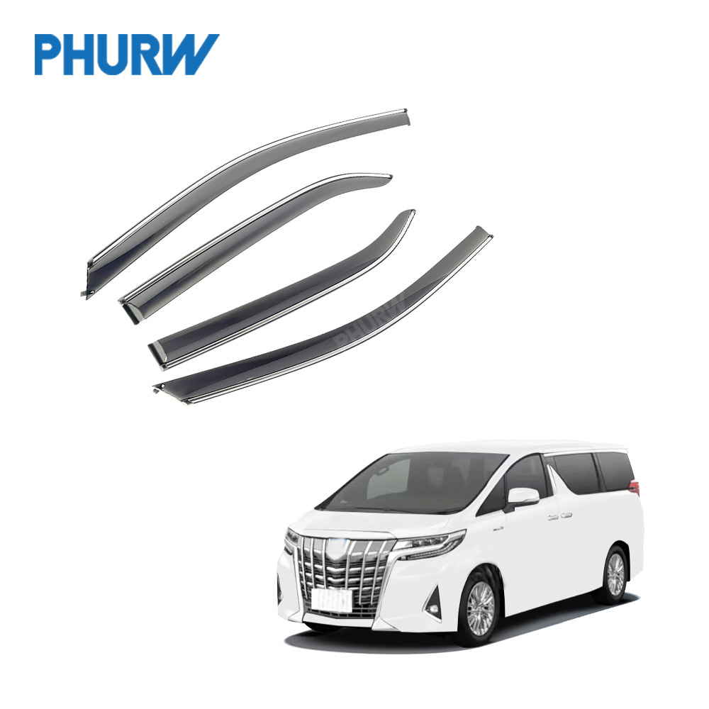 PHURW Rain Guard 3D Stainless Steel Injection PC Window Visor for TOYOTA Alphard Vellfire Window Visors 2011-2025